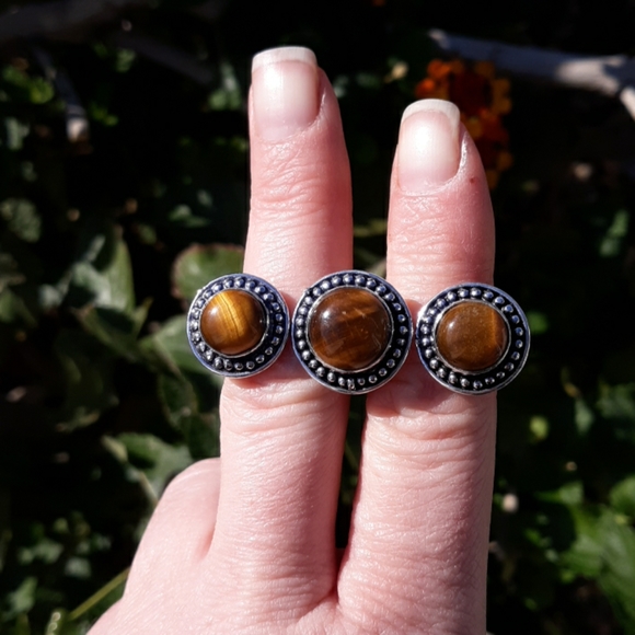 New Tigers Eye Double 925 Silver Knuckle Ring. - Picture 5 of 7